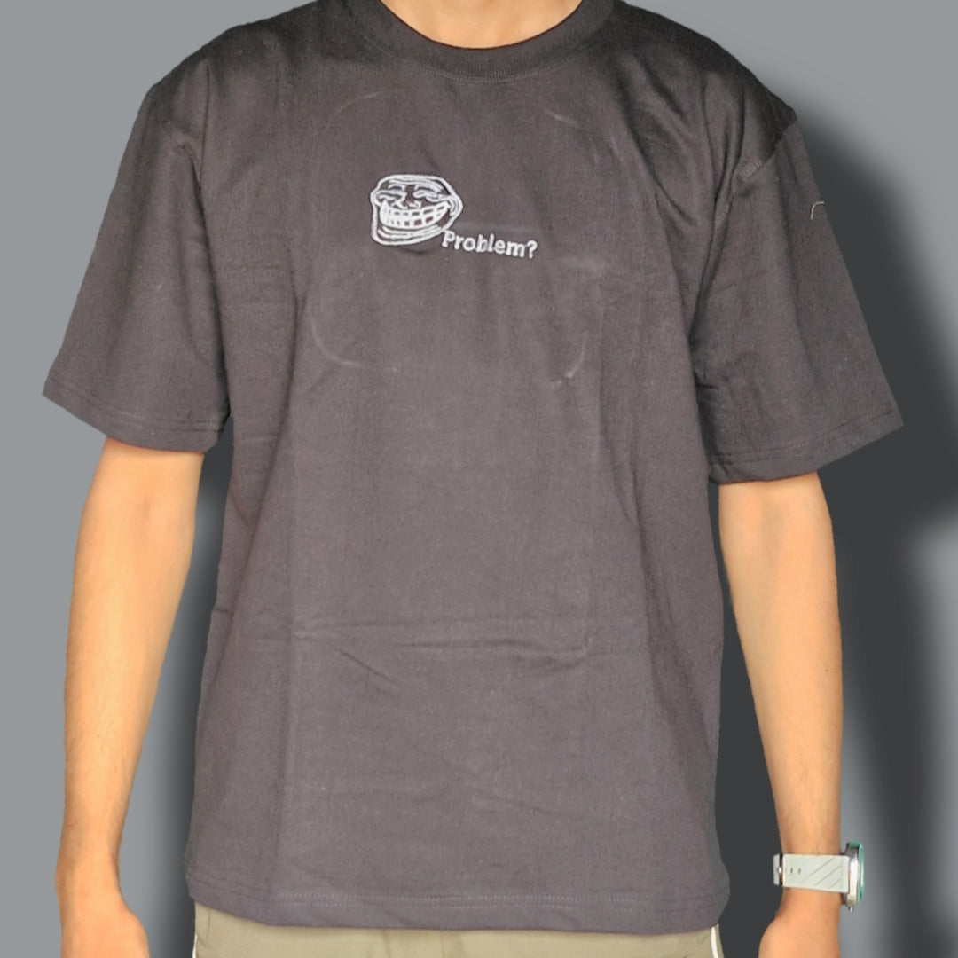 Trollface Embroiderd Oversized Black colour Tshirt