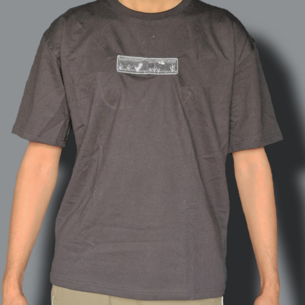 Dinosaur Game Embroidered Oversized Black Colour T-SHIRT