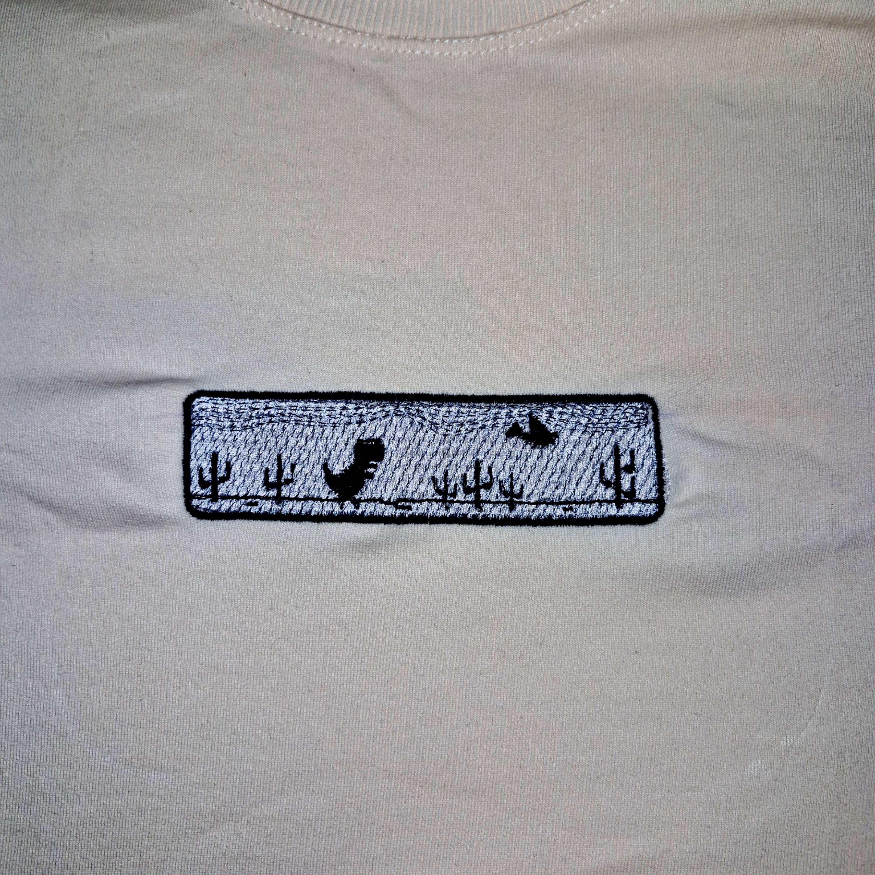 Dinosaur Game Embroidered Oversized Off White Colour T-SHIRT
