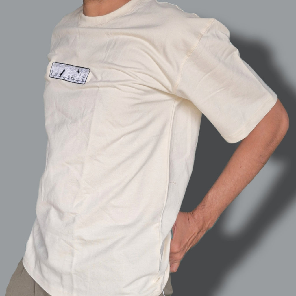 Dinosaur Game Embroidered Oversized Off White Colour T-SHIRT